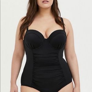 NWT TORRID Black Strappy Back Swimsuit